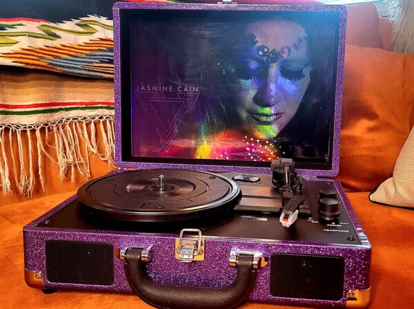 Jasmine Cain - Holographic Victrola Suitcase Record Player